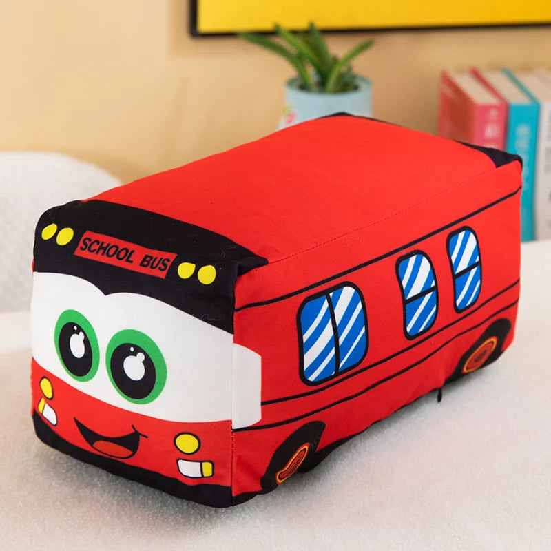 Lustiger farbenfroher Schul Bus als Kuschel Spielzeug