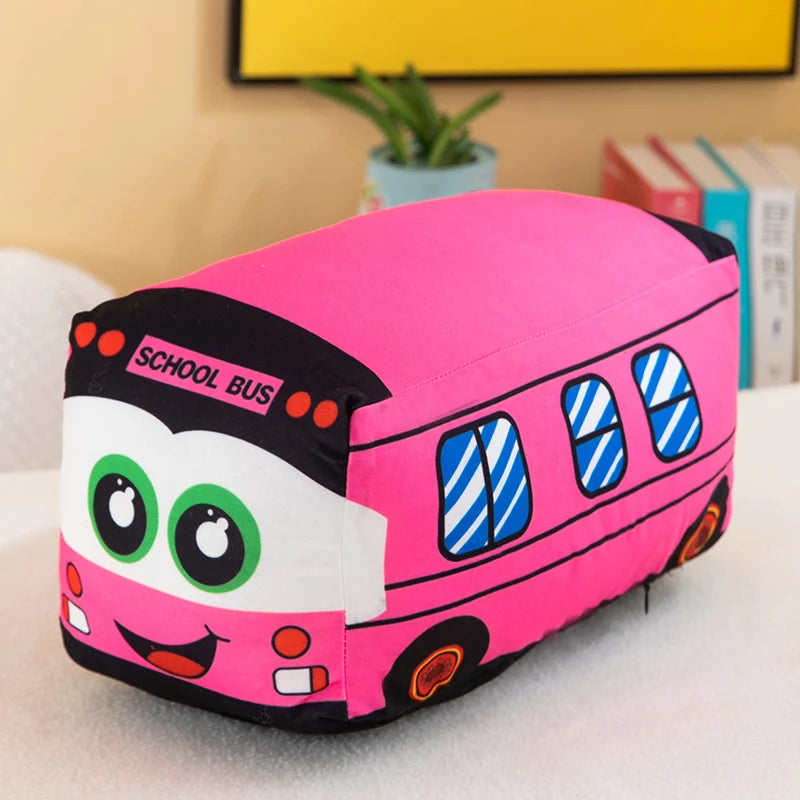 Lustiger farbenfroher Schul Bus als Kuschel Spielzeug