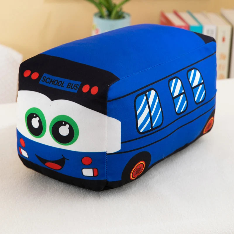 Lustiger farbenfroher Schul Bus als Kuschel Spielzeug