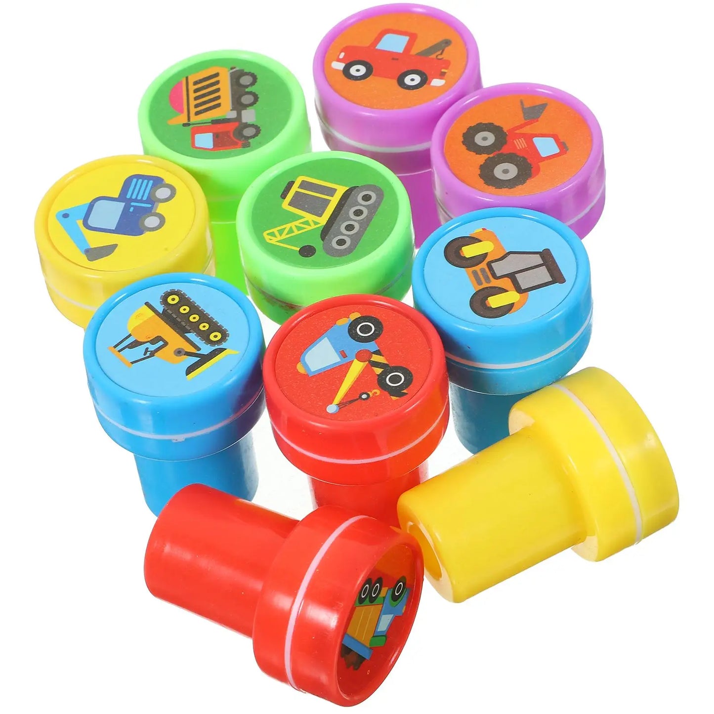 10er Set Stempel mit Bagger und Auto Motiven für Kinder Geburtstag etc.