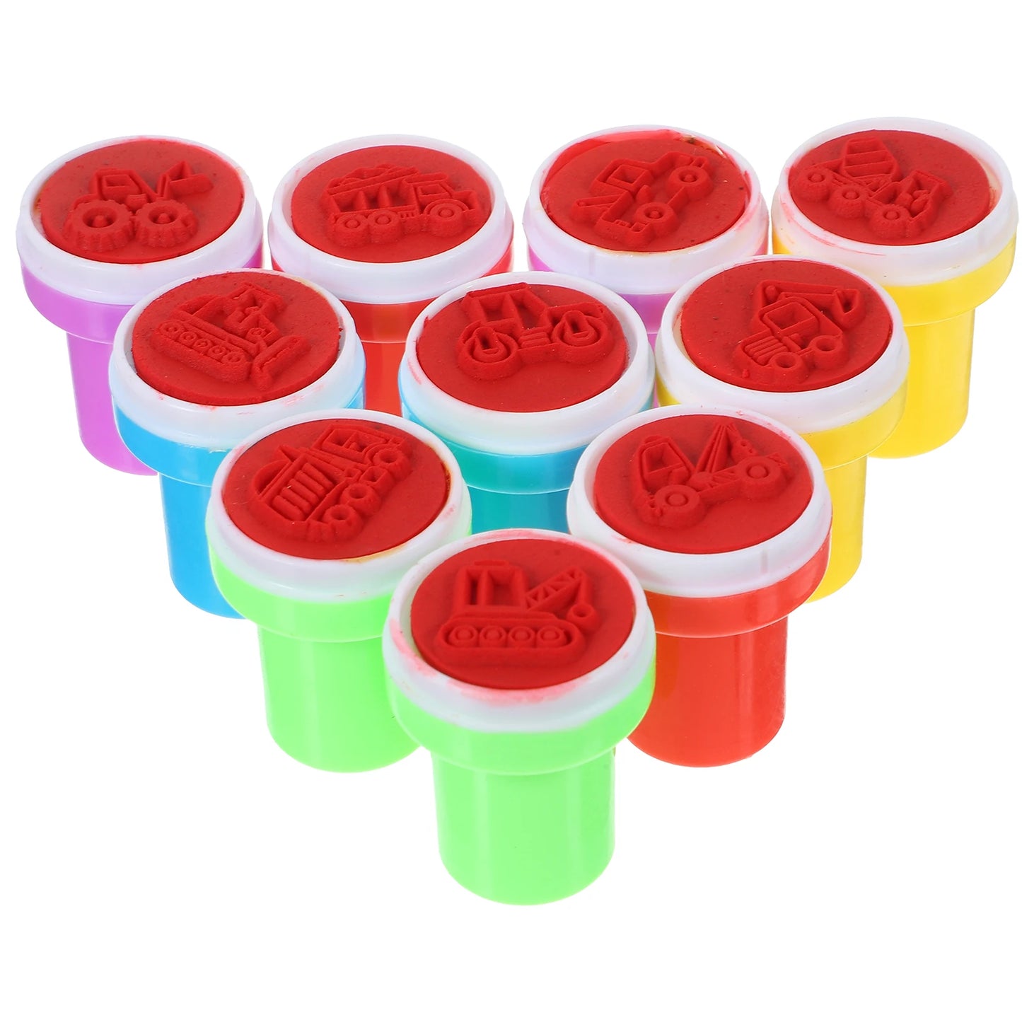 10er Set Stempel mit Bagger und Auto Motiven für Kinder Geburtstag etc.