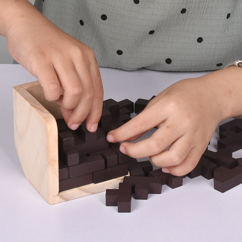 Holzpuzzle in Würfelform – anspruchsvolles Denkspiel für Erwachsene & Kinder – Logikspiel als Geschenkidee