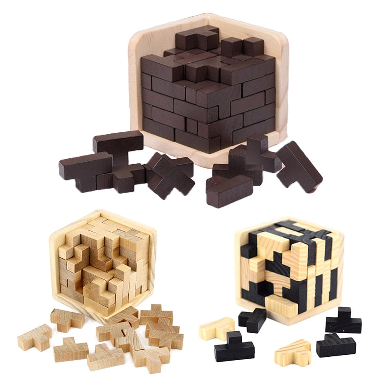 Holzpuzzle in Würfelform – anspruchsvolles Denkspiel für Erwachsene & Kinder – Logikspiel als Geschenkidee