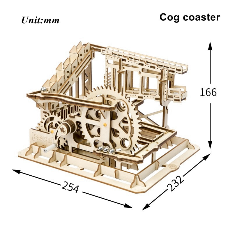 Robotime: Mechanischer Modellbausatz Kugelbahn – DIY 3D-Holzpuzzle für eine Murmelbahn